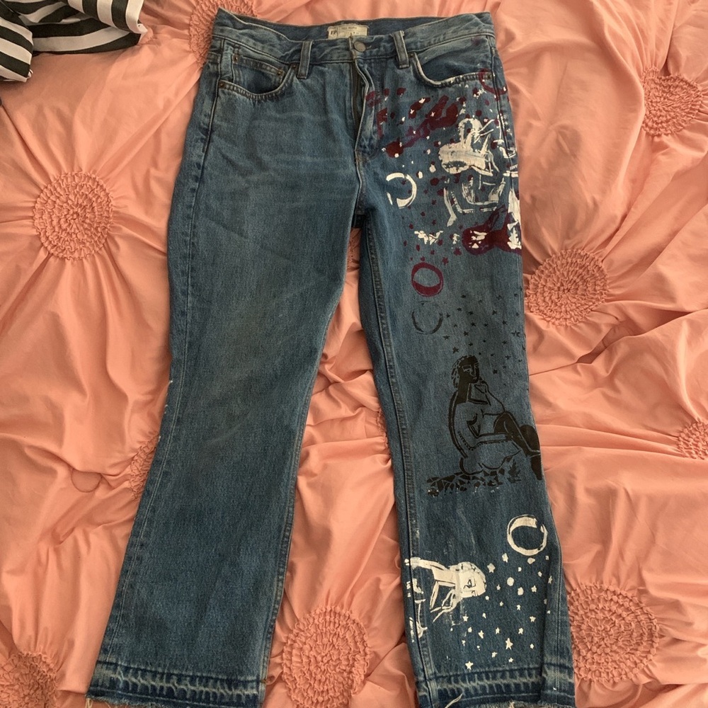 FREE PEOPLE HANDPAINTED DEADSTOCK JEANS! SIZE 27